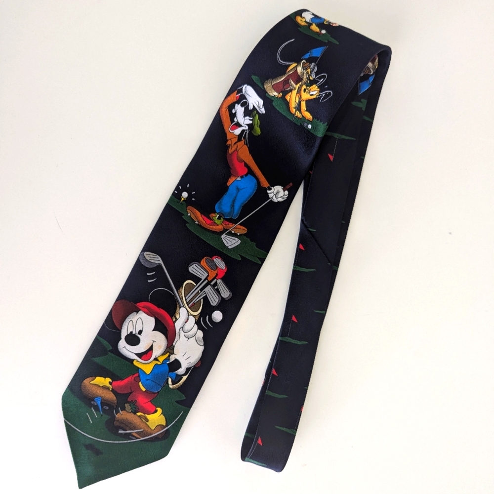 Mickey Mouse Golfer Necktie Tie MICKEY UNLIMITED Disney Golf Gift Pluto Goofy - Picture 4 of 11